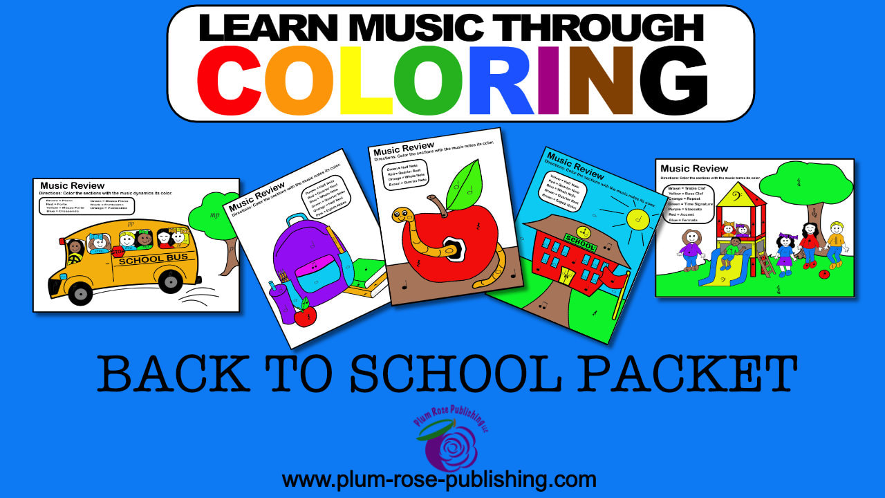 Picture of Back to School Music Review Color by Music worksheets