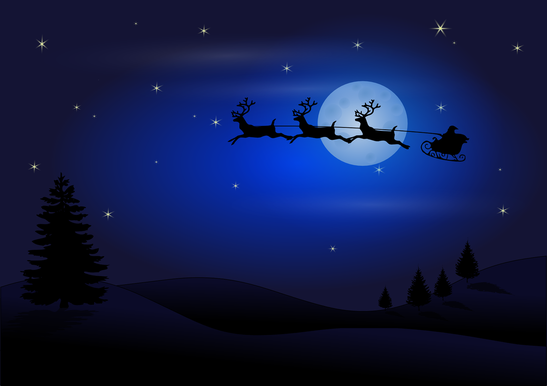 Picture Santa in Sleigh at night