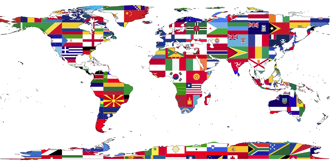 Picture of world with flags
